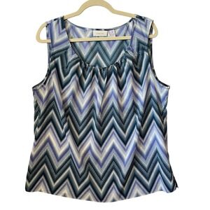 Chico's Womens Sleeveless Blouse Pleated Scoop Neck Size 3 (XL)